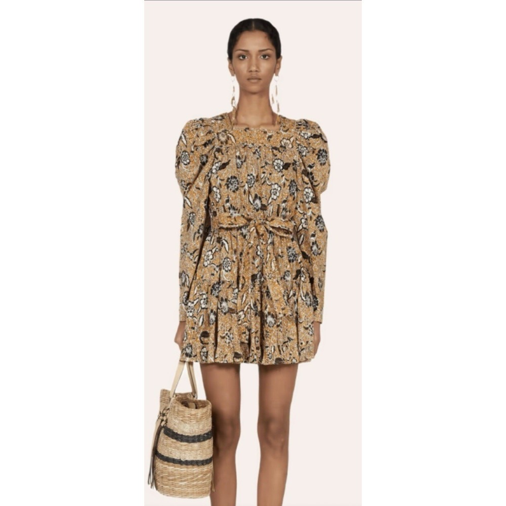Ulla Johnson Nailah Dress In Amber Size 6 Pockets Belted Floral Ruffled Hem